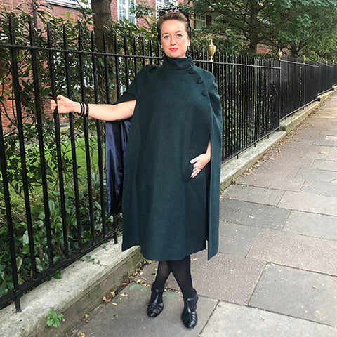 1940s style womens cape in green