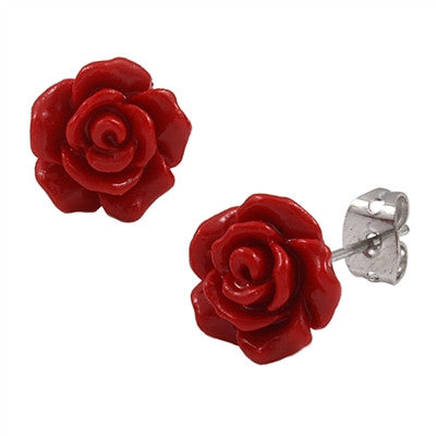 Mini Coral Rose Stud Earrings (5 colors) – Figment & Fable
