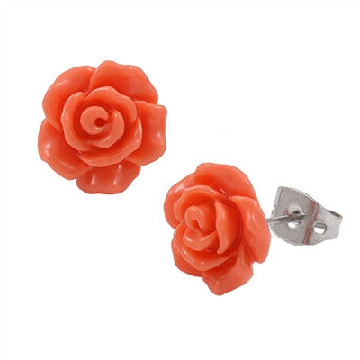 Mini Coral Rose Stud Earrings (5 colors) – Figment & Fable