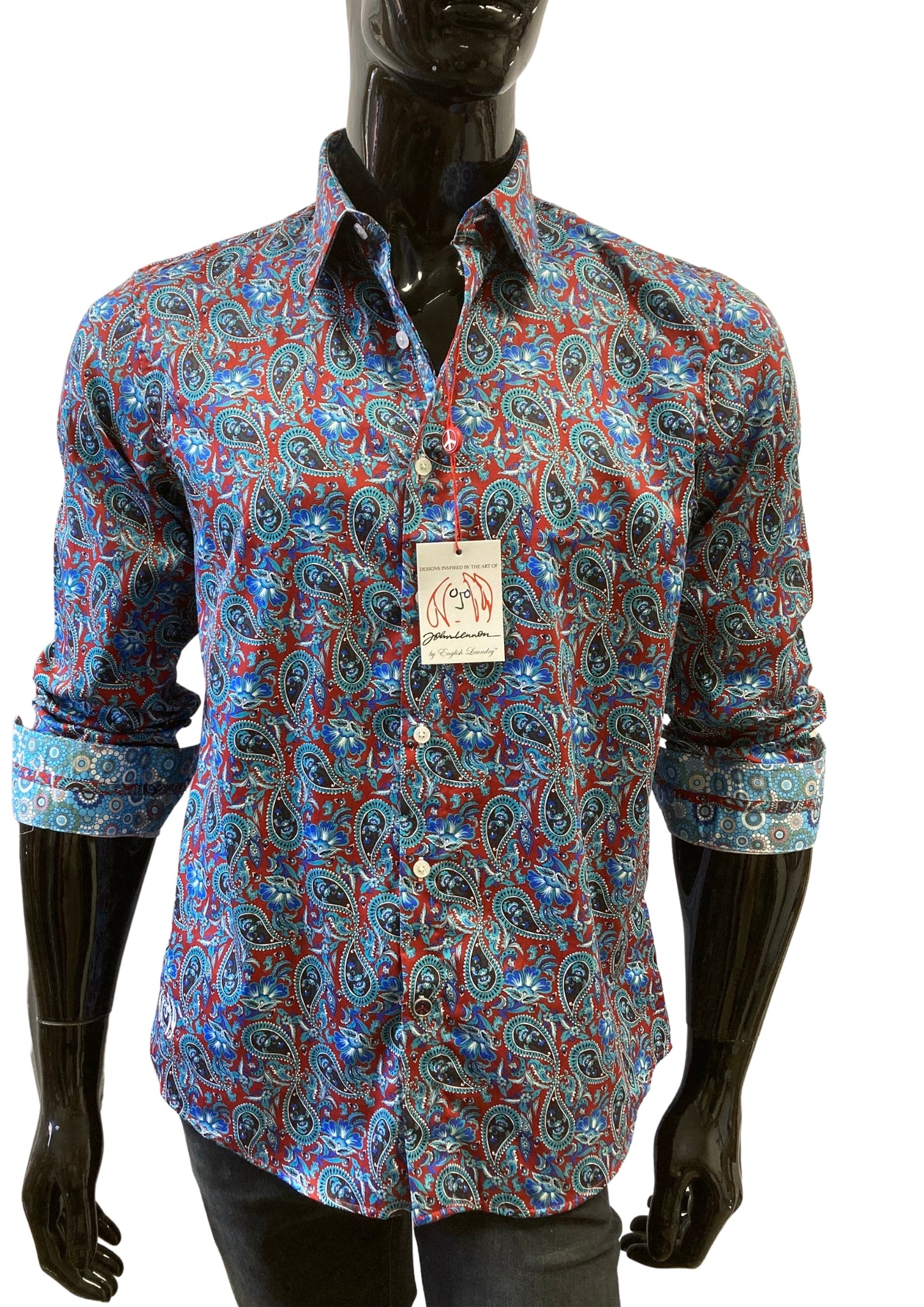 JOHN LENNON Mens Belsay Paisley Shirt - Claret | Elwood 101