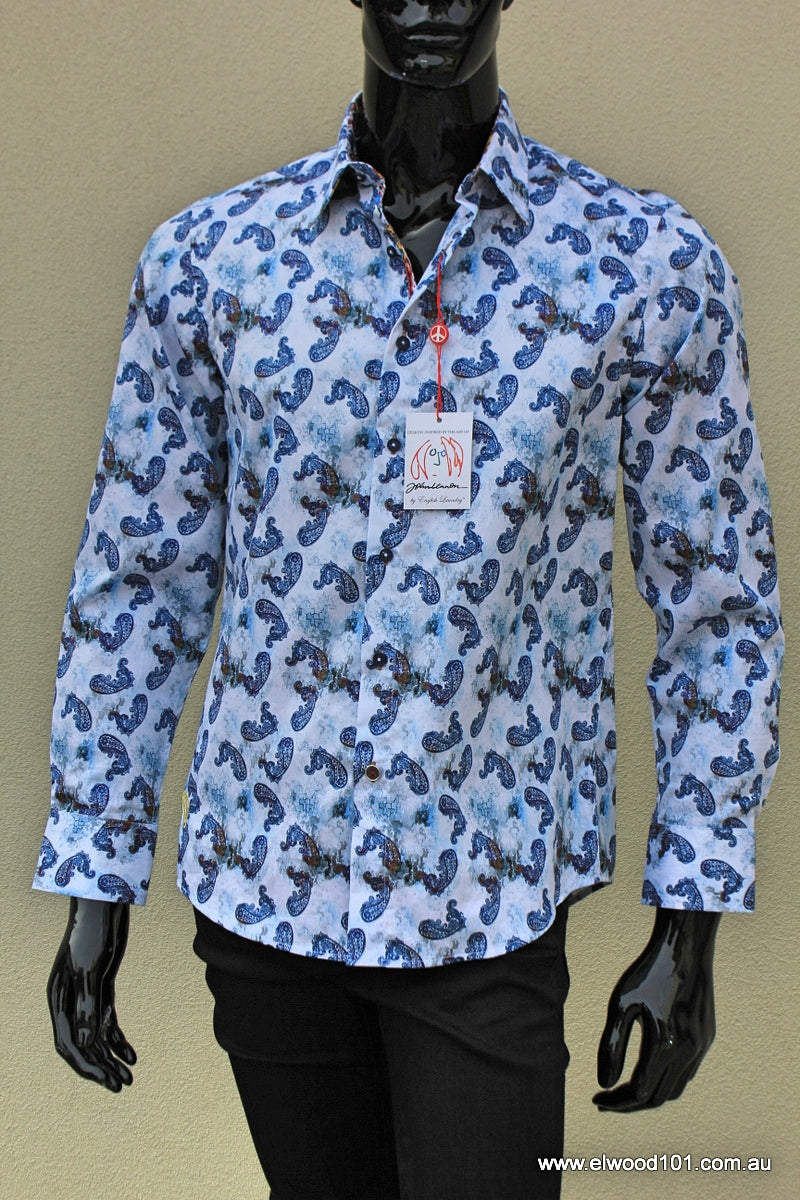 John Lennon MENS WANDSWORTH PAISLEY SHIRT - BLUE PAISLEY | Elwood 101