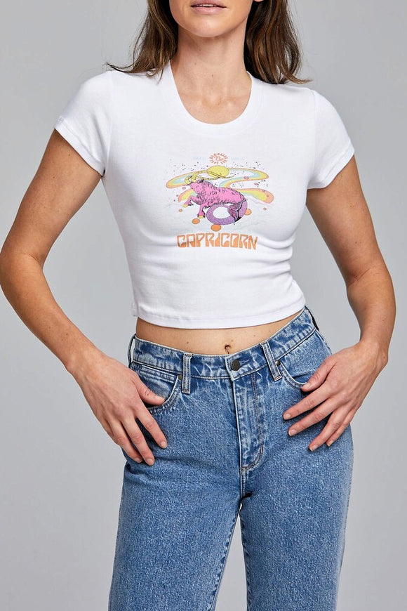 WRANGLER Womens Capricorn Organic Cotton Baby Tee Shirt White | Elwood 101