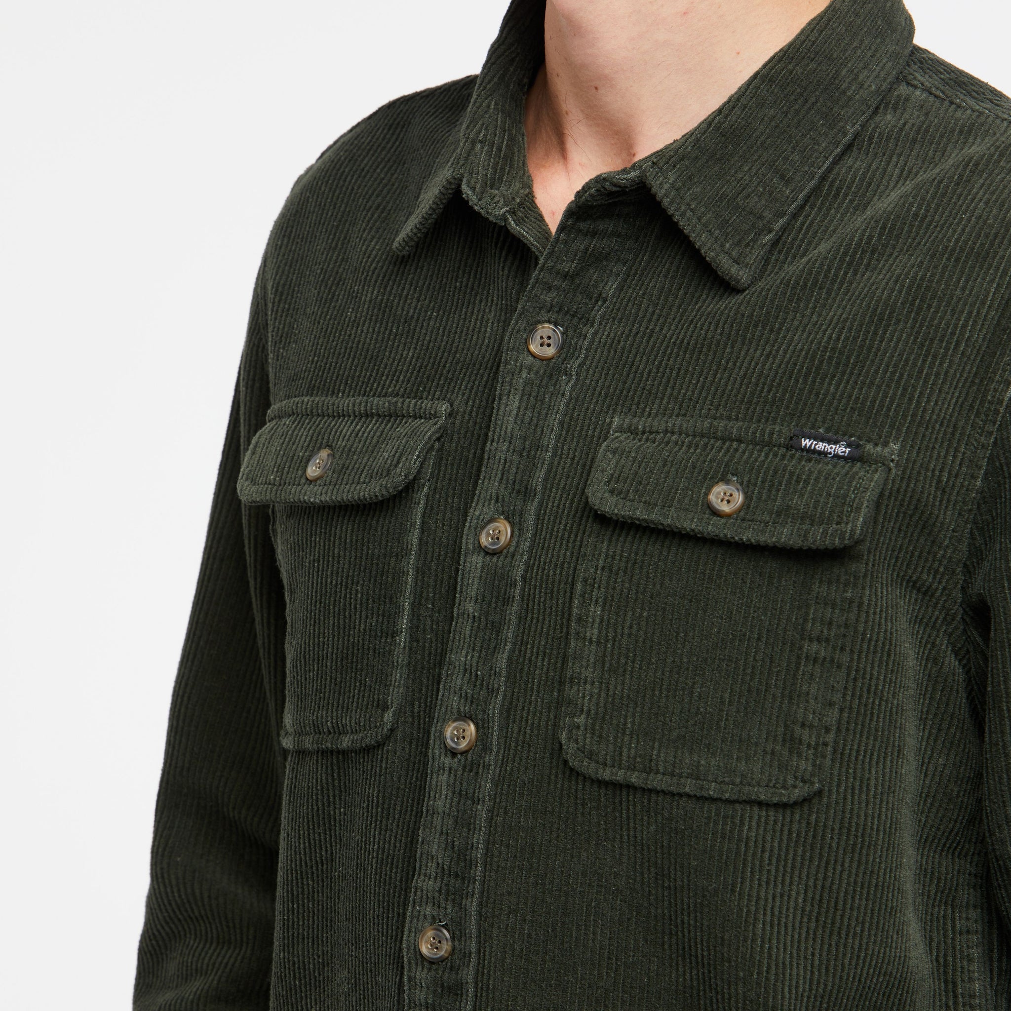 WRANGLER Mens Parallels Cord Shirt Winter Moss | Elwood 101