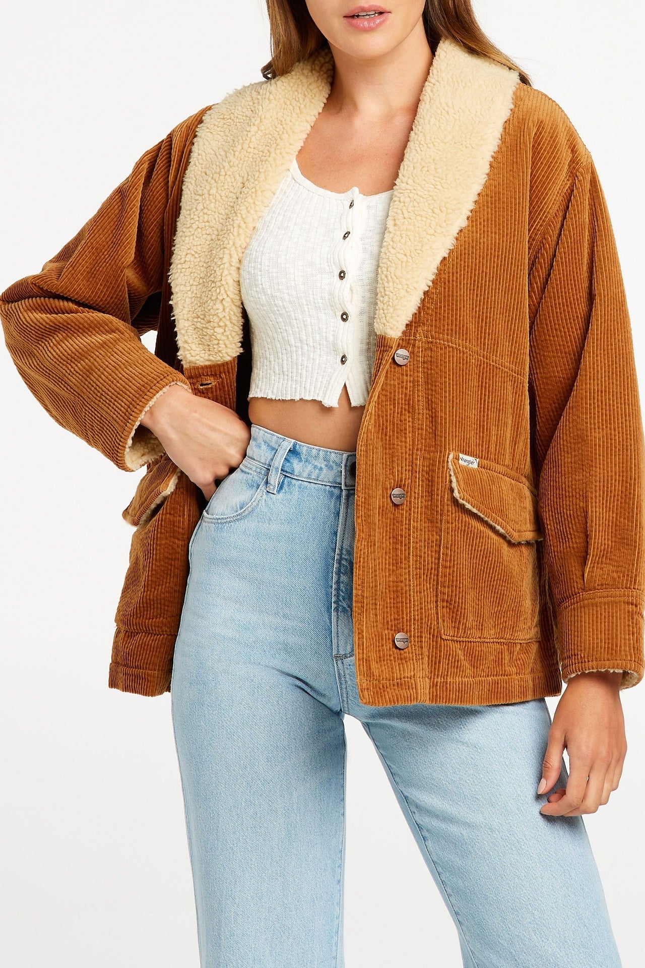 Wrangler Womens Oldest Story Cord Jacket - Tan | Elwood 101