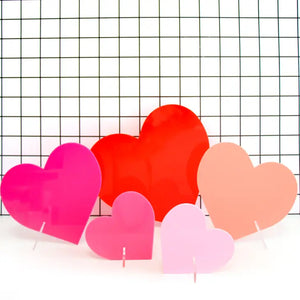 Pink Set of Acrylic Hearts - Customizable with Stickers - Tangled Balloons
