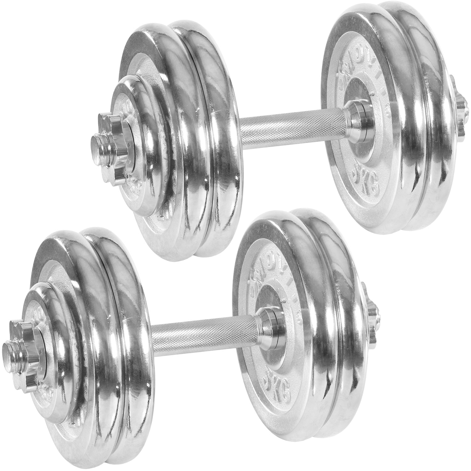 Dumbellset 50 kg - 2 x 25 kg - Chroom - 30 mm