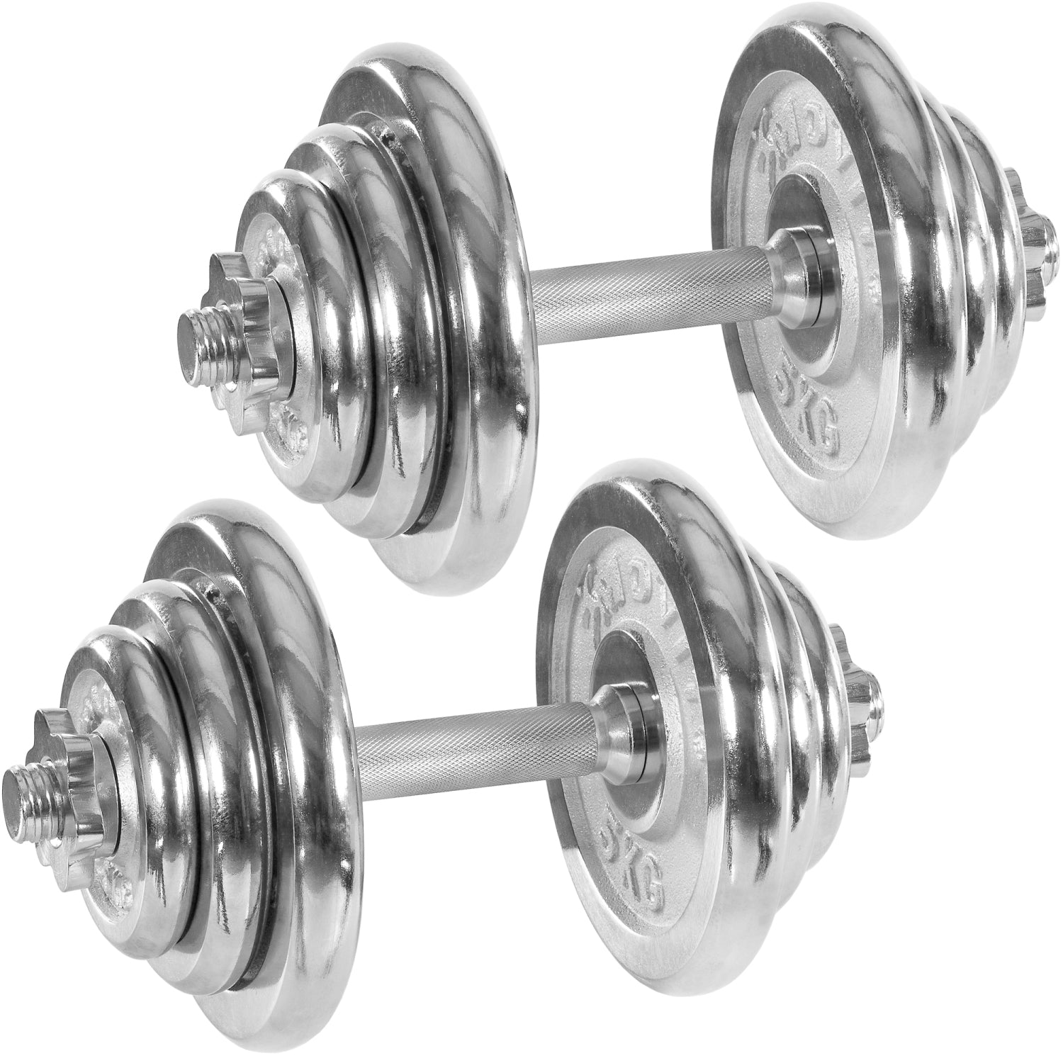 Dumbellset 40 kg - 2 x 20 kg - Chroom - 30 mm