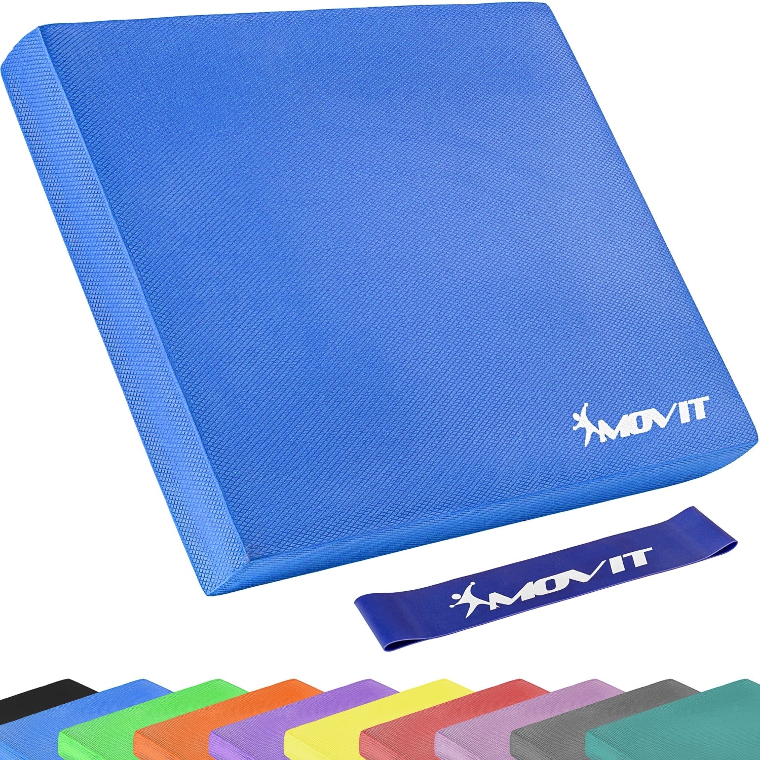 MOVIT® Balance Pad zitkussen blauw met gymnastiekband