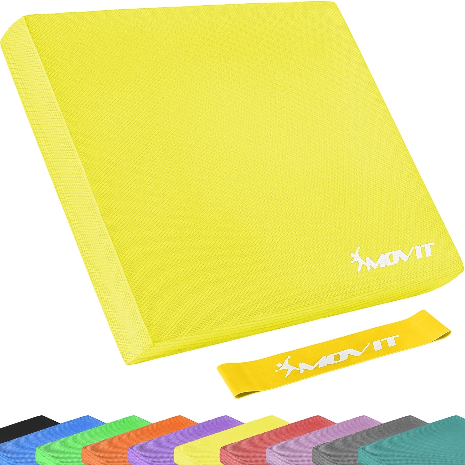 MOVIT® Balance Pad zitkussen geel met gymnastiekband