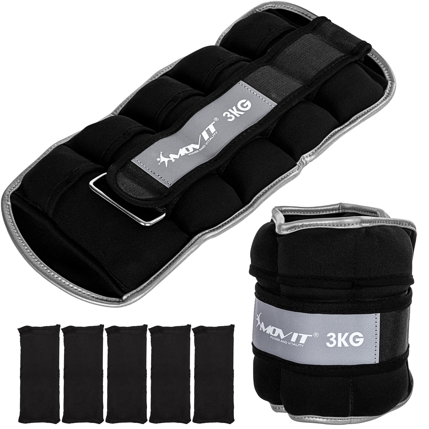 MOVIT® Neopreen gewichtsmanchetten 2x 3 kg zwart