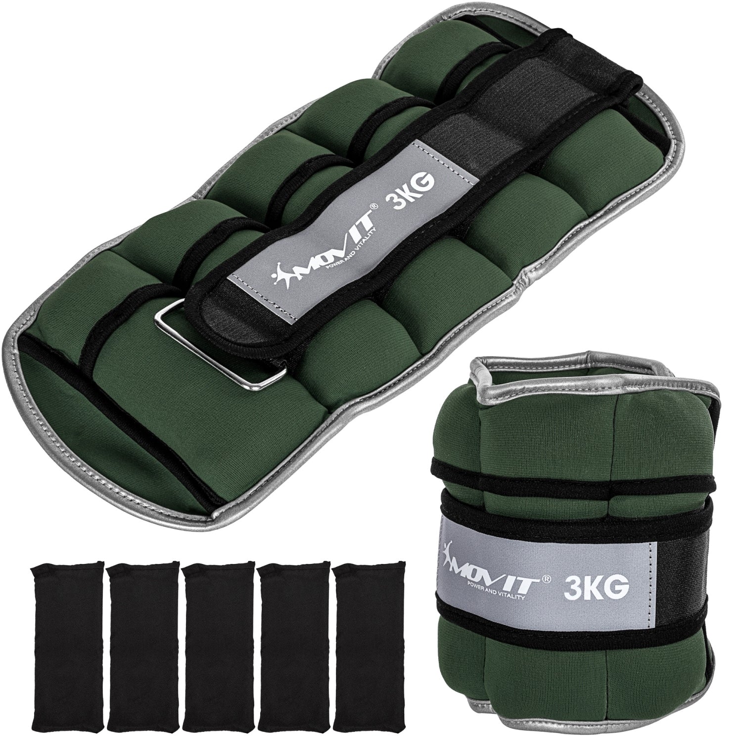 Set van 2 Neoprene enkel- of polsgewichten 6 kg - 2 x 3 kg Groen