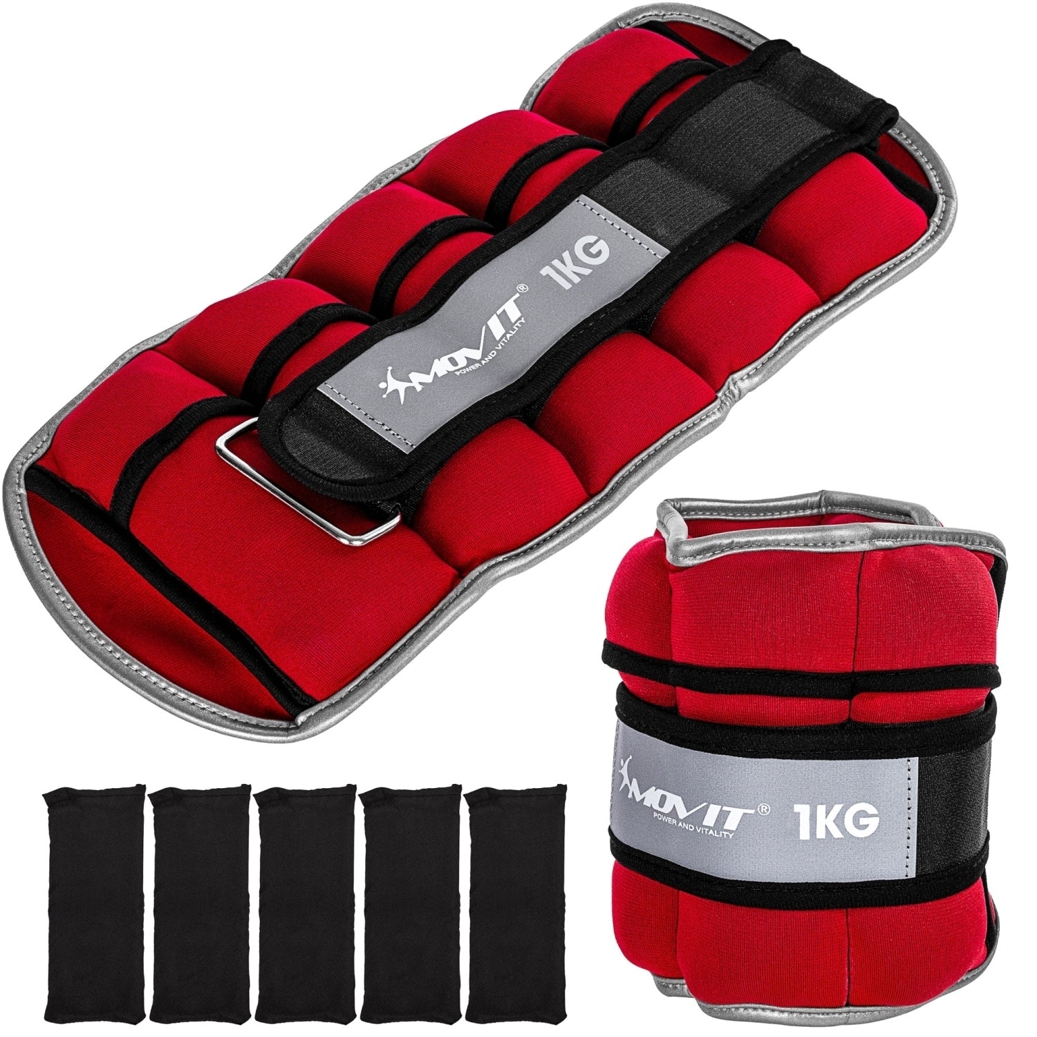 MOVIT® Neopreen gewichtsmanchetten 2x 1 kg rood