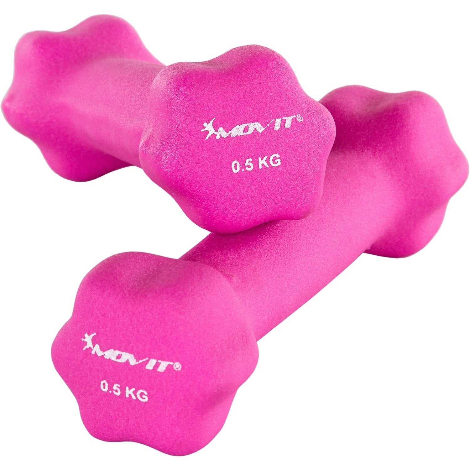 MOVIT® Set van 2 neopreen halterschijven van 0,5 kg, roze