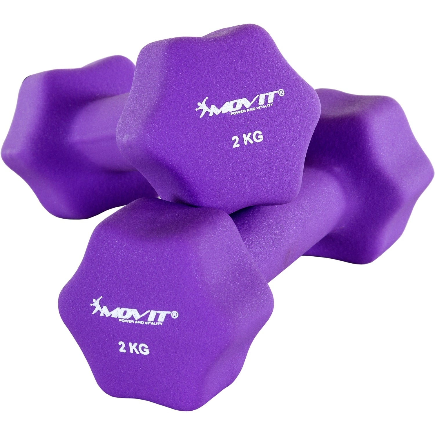 MOVIT® Set van 2 neopreen halterschijven, 2,0 kg, paars