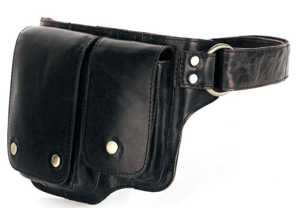 Adonis 2 Leather Waist Purse Fanny Pack - Black– Vicenzo Leather