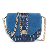 Paris Croc-Embossed Leather Waistbag/Handbag/Clutch BLUE