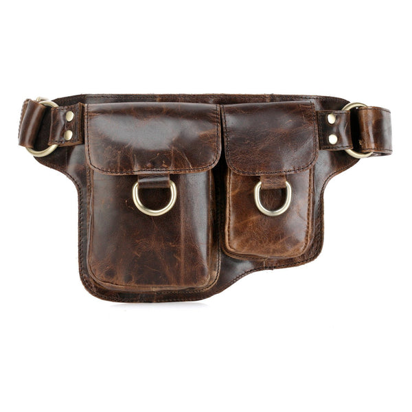 Adonis X Leather Waist Purse Fanny Pack Hip Bag- CHOCO– Vicenzo Leather