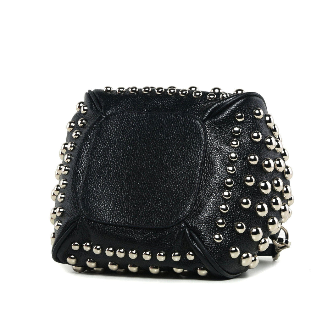 Jolyn Studded Leather Bucket Crossbody - Black– Vicenzo Leather