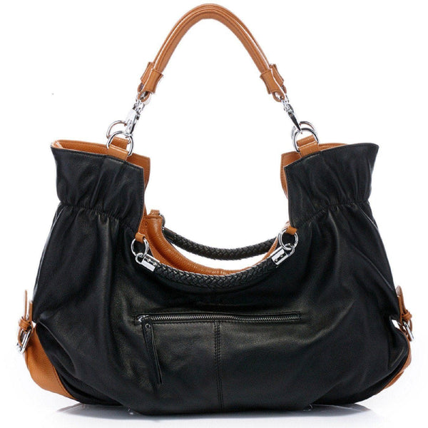 Maselle Italian Leather Tote Handbag - Black