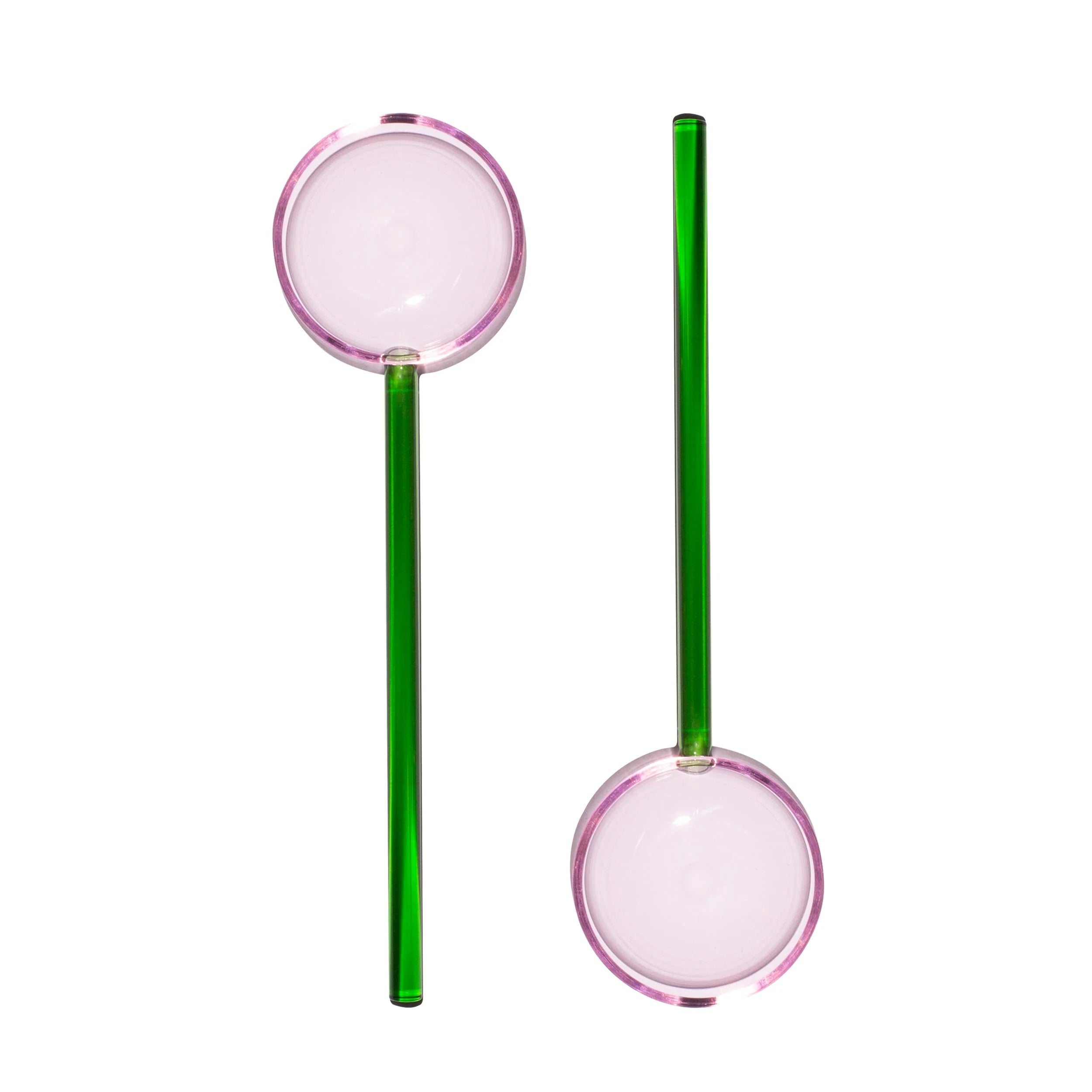 Pink + Green Glass Salad Serving Set