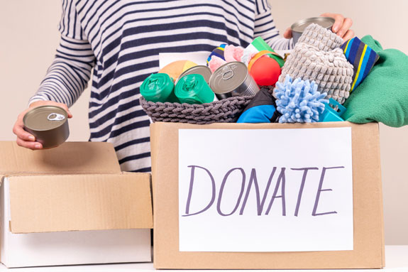 a box full of donated supplies