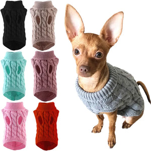 Puppy Dog Sweaters for Small Medium Dogs Cats Clothes Winter Warm Pet Turtleneck Chihuahua Vest Soft Yorkie Coat Teddy Jacket - pet wonders
