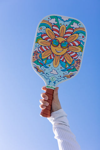 Retro Sunshine Pickleball Paddle