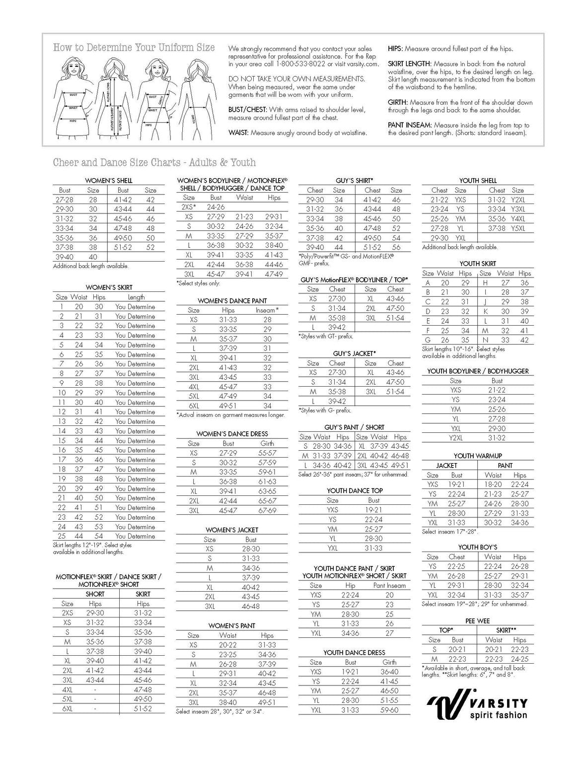 Varsity Cheer Uniform Size Chart Design Talk