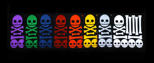 RydeSafe Reflective Stickers Skull and Bones available in 8 colors