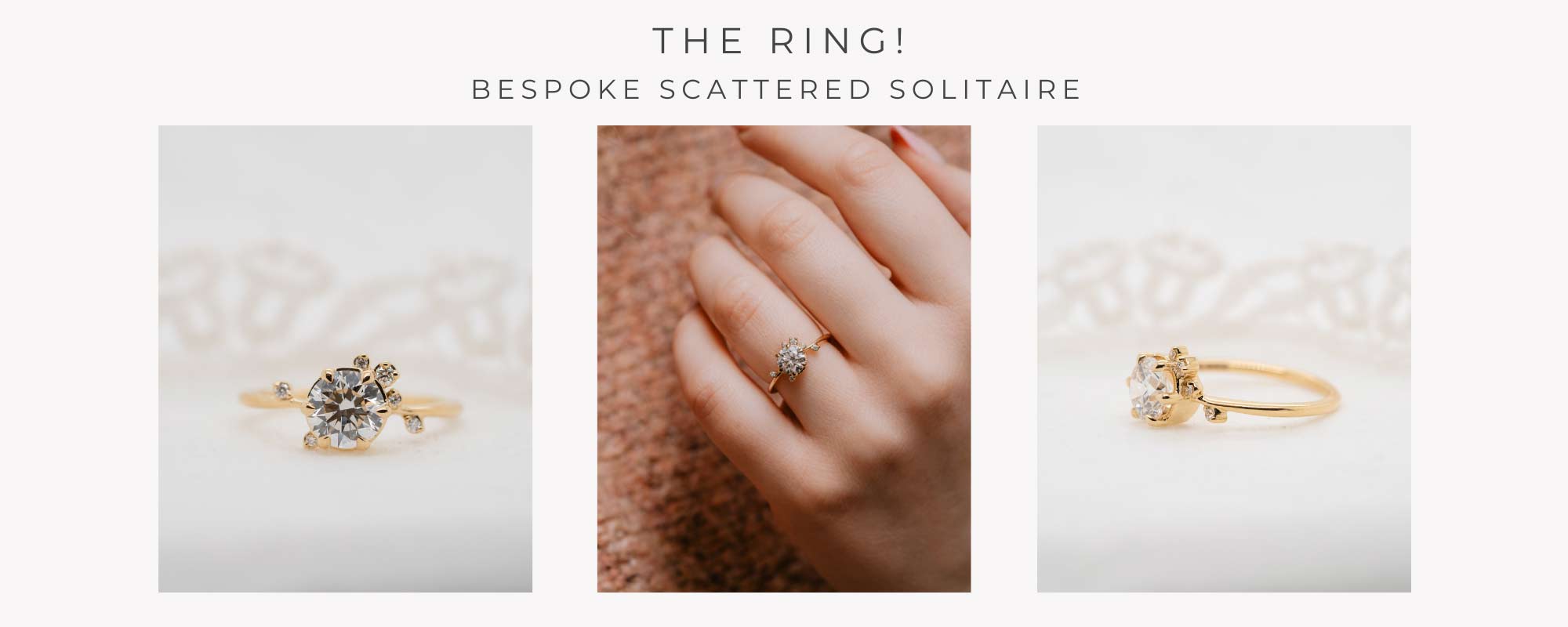 Bespoke scattered solitaire engagement ring.
