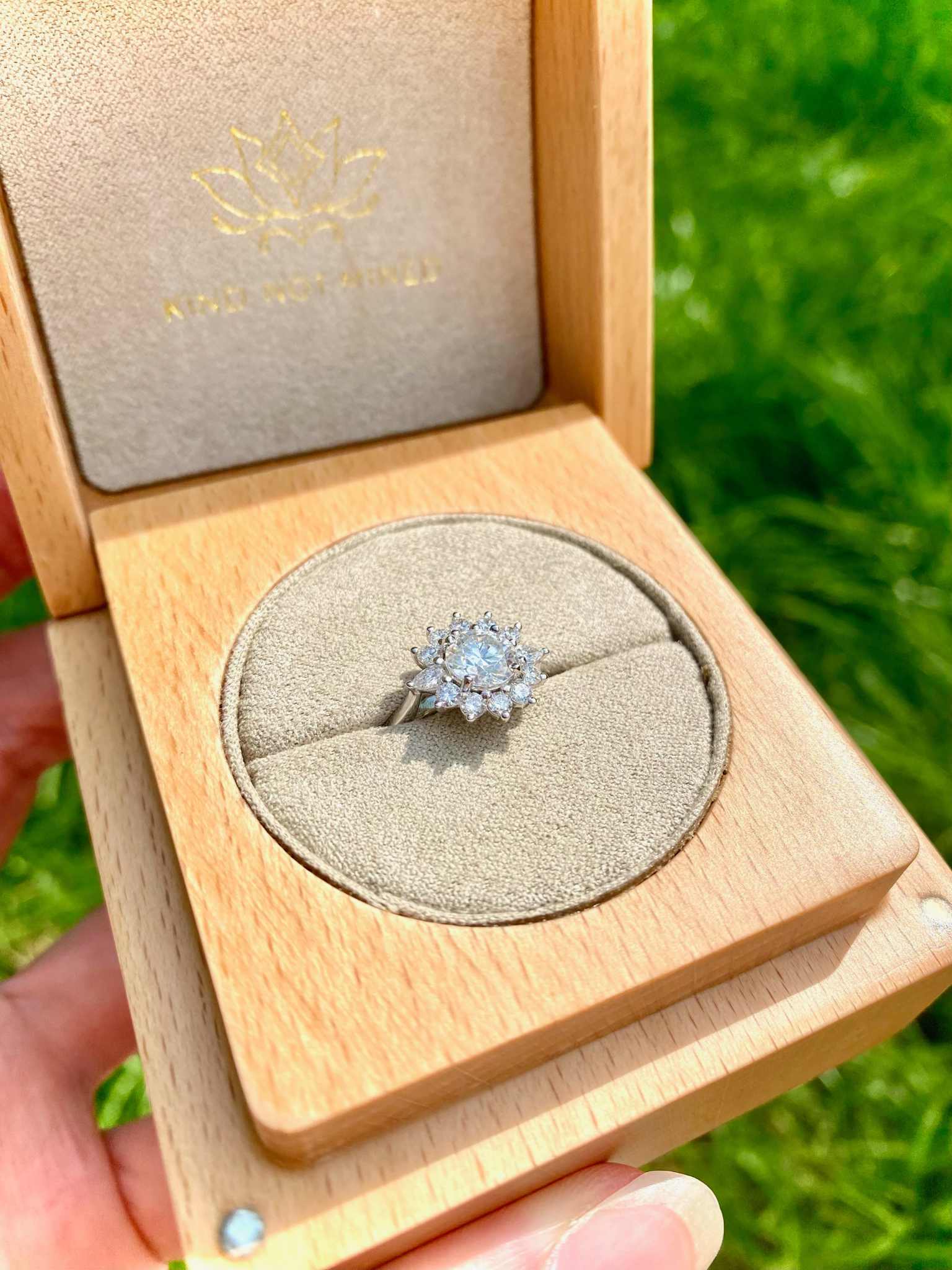 Katherine's engagement ring in its Ethica Diamonds box