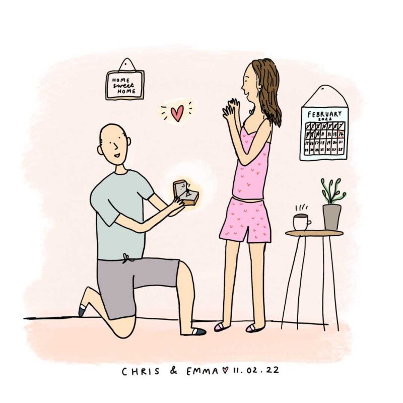 Chris and Emma Proposal Illustration by Sophie