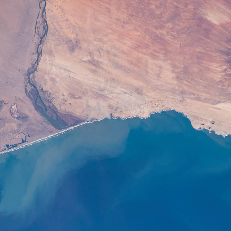 The Orange River marks the Southern border of Namibia, where it meets South Africa