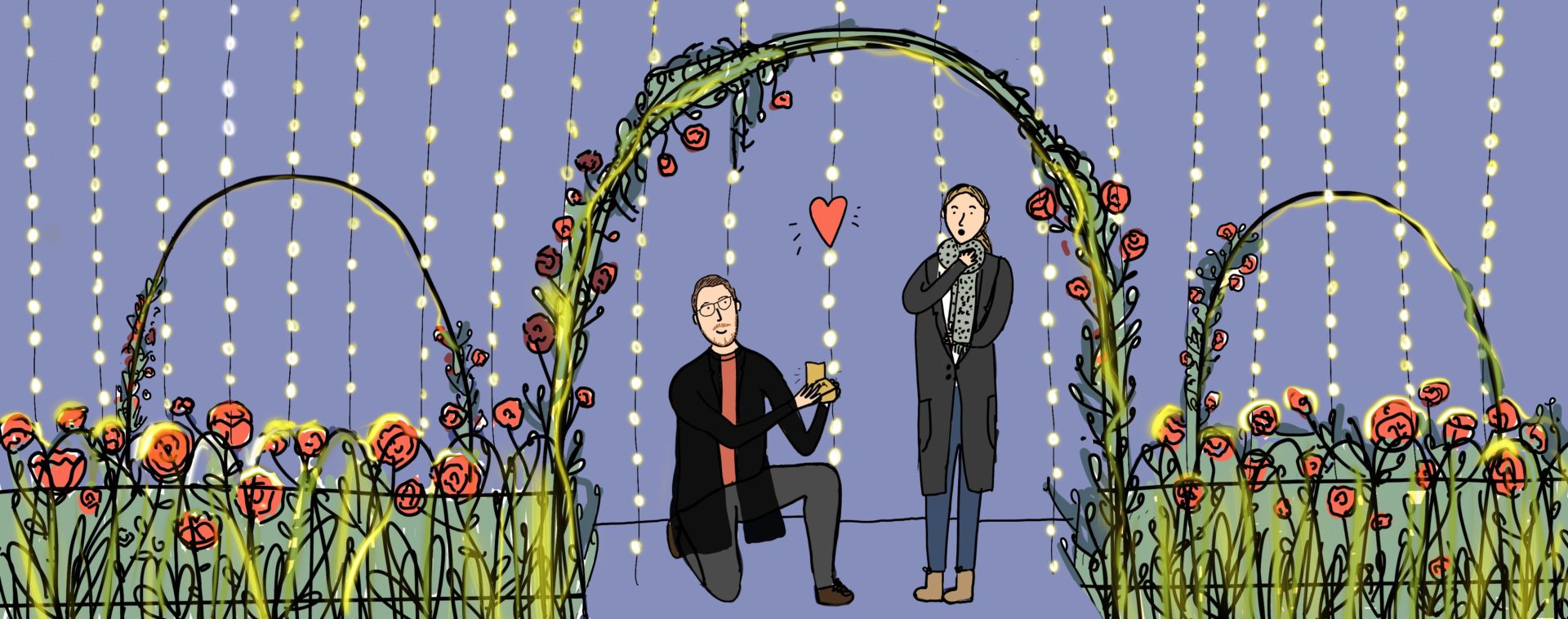 Luke and Hannah Proposal Illustration by Sophie Sketches