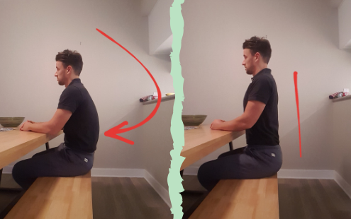 sitting in good posture vs poor posture