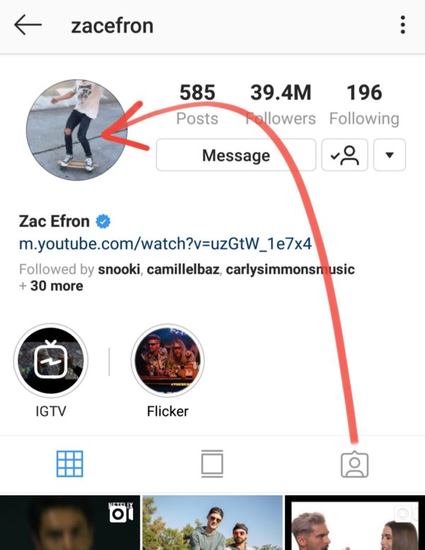 zac efron instagram profile picture