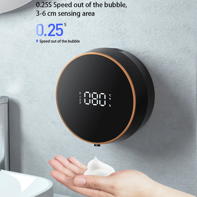 Wall Mount Liquid Soap Dispensers Automatic Foam LED Temperature Display Touchless Infrared Sensor Foam Machine Liquid Dispens