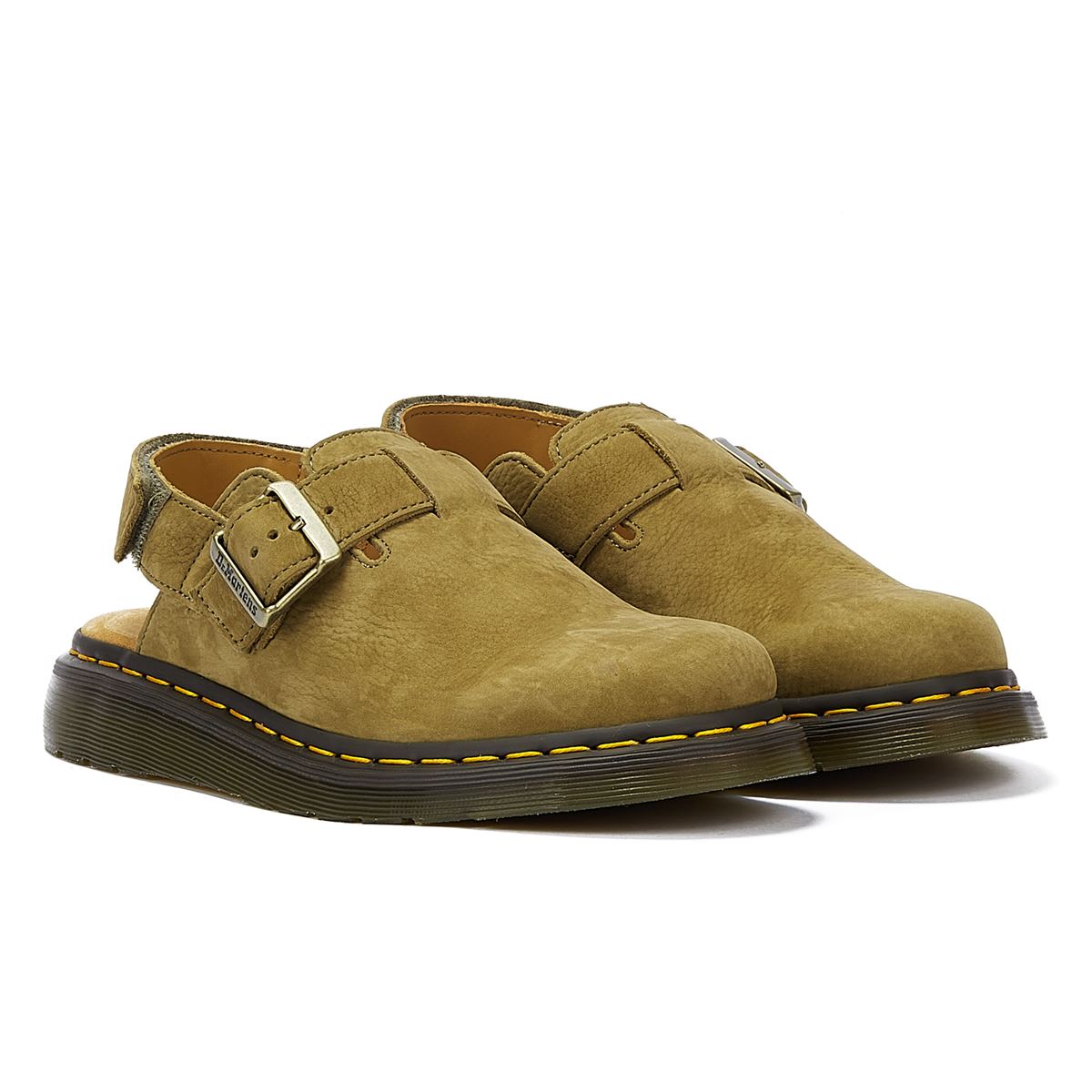 Dr. Martens Sandales Mules En Nubuck Vieilli Jorge Ii, Coloris Olive Atténué