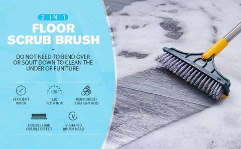 Picture on 2 in 1 brush with wiper. This picture tells about the features of the product like it has 120 degree if swivel feature, has long handle & more.