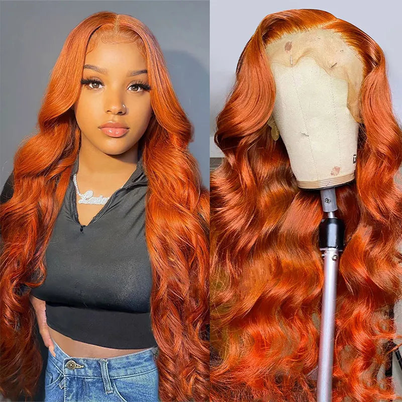 Ginger Orange HD Lace Front Wig Human Hair Body Wave