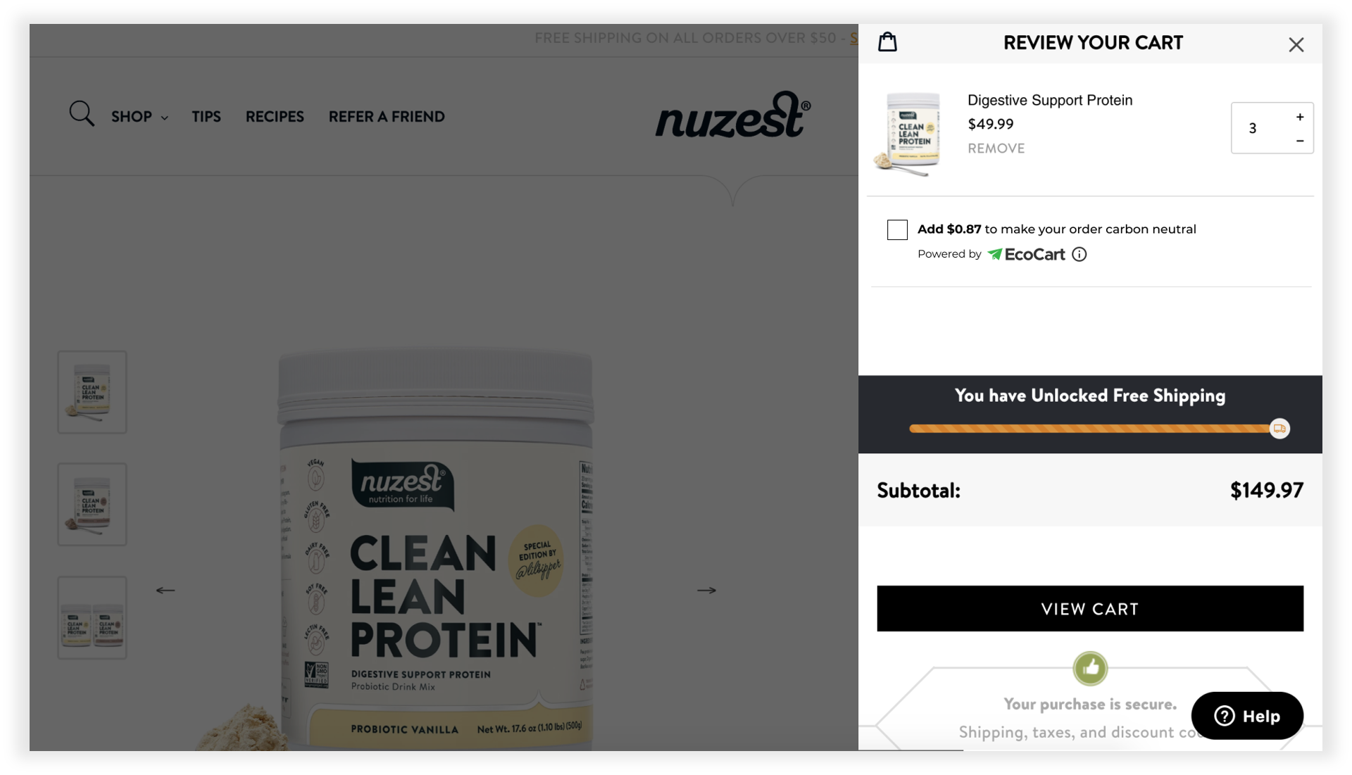 Nuzest Using EcoCart