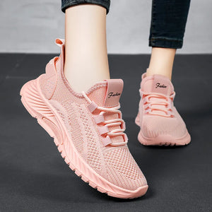 Women's Lace Up Casual Sneakers Breathable Elastic Lightweight Woman Sneakers Walking Female Footwear - Slips to Shop