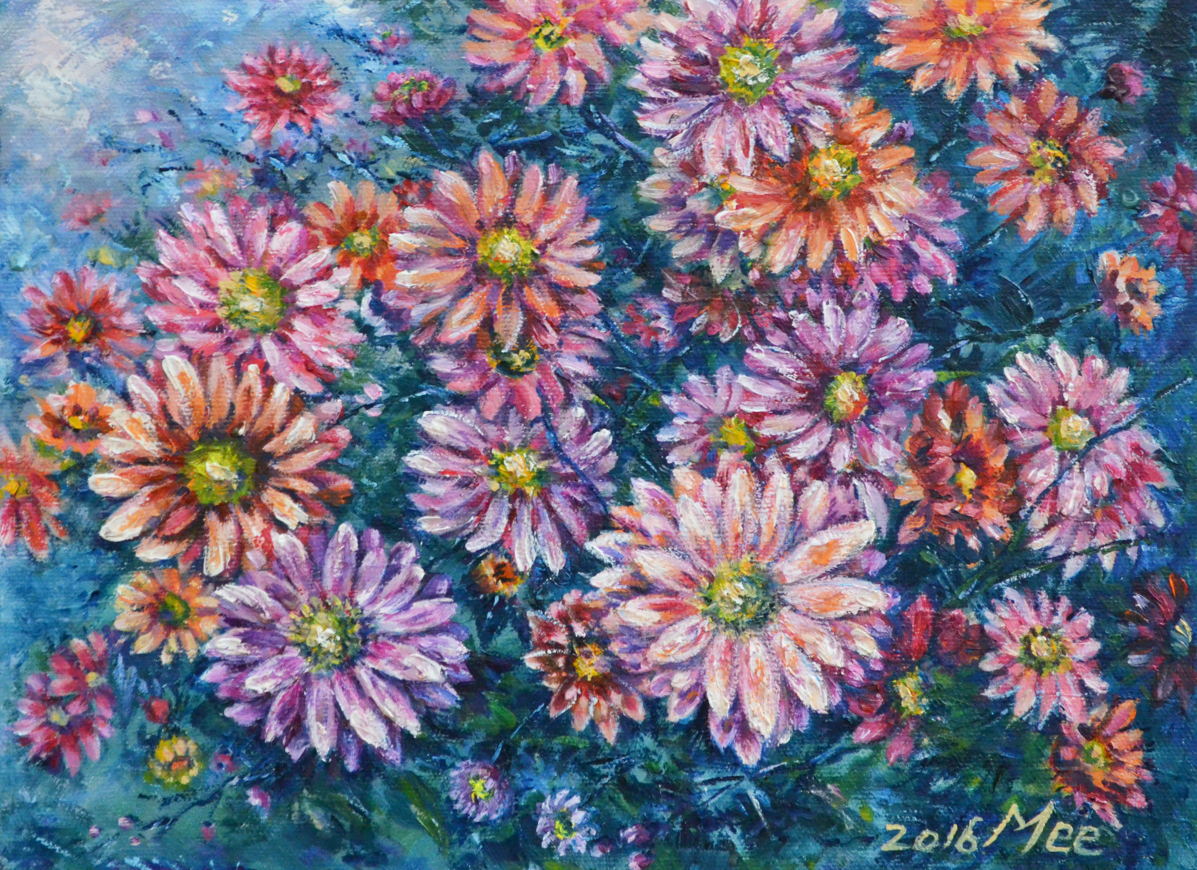MEE JUNG - Original Painting - Impressionist Spring Flowers Artwork
