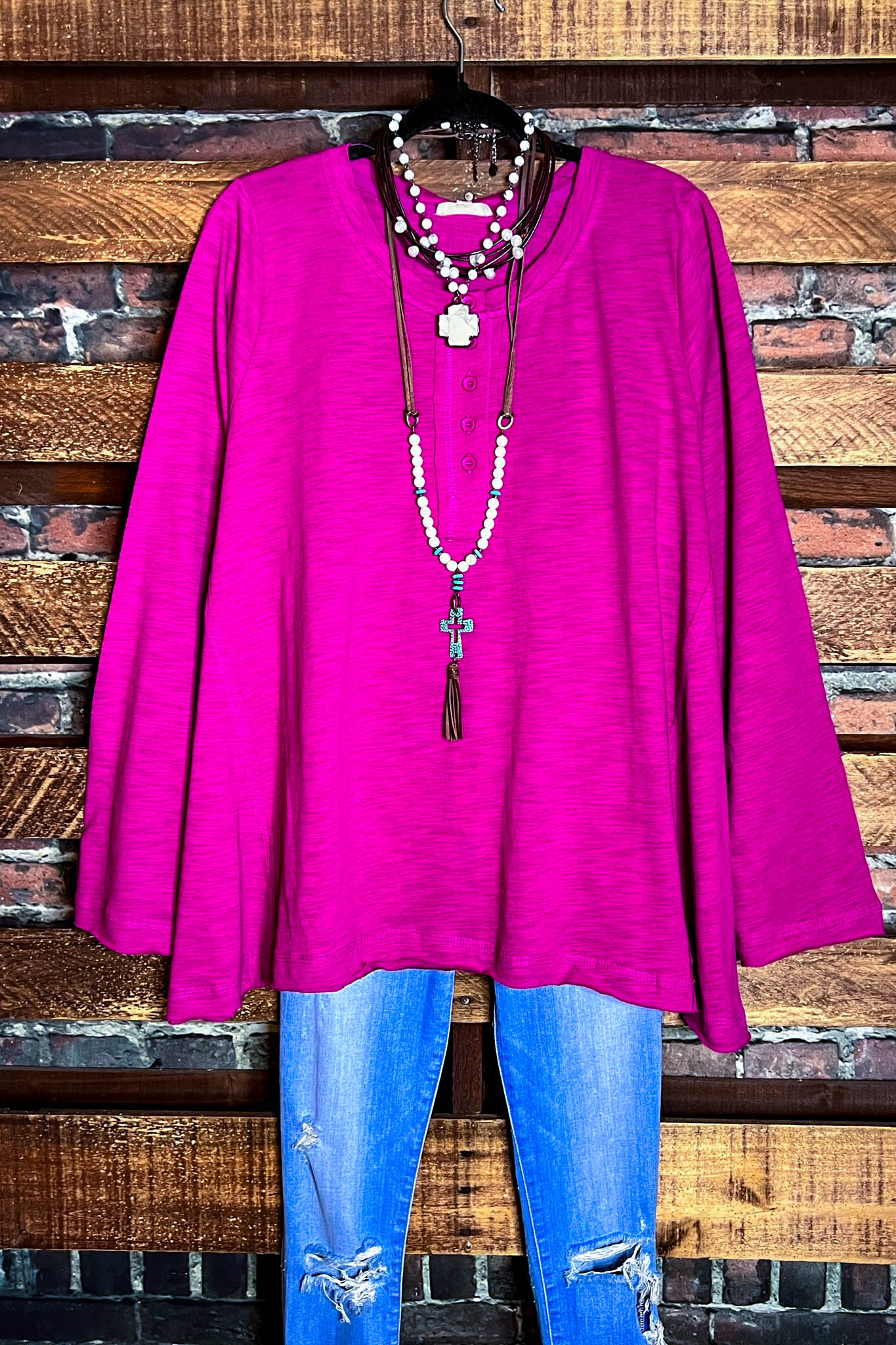 14-18 - 100% COTTON SHABBY TUNIC IN DRAGON FRUIT