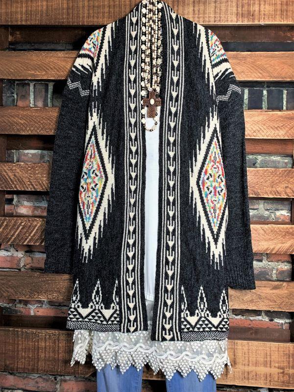 CANYON SOUL CARDIGAN SWEATER OVERSIZED IN CHARCOAL
