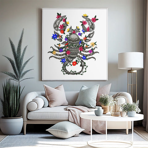 Image of Scorpio zodiac poster in a living room