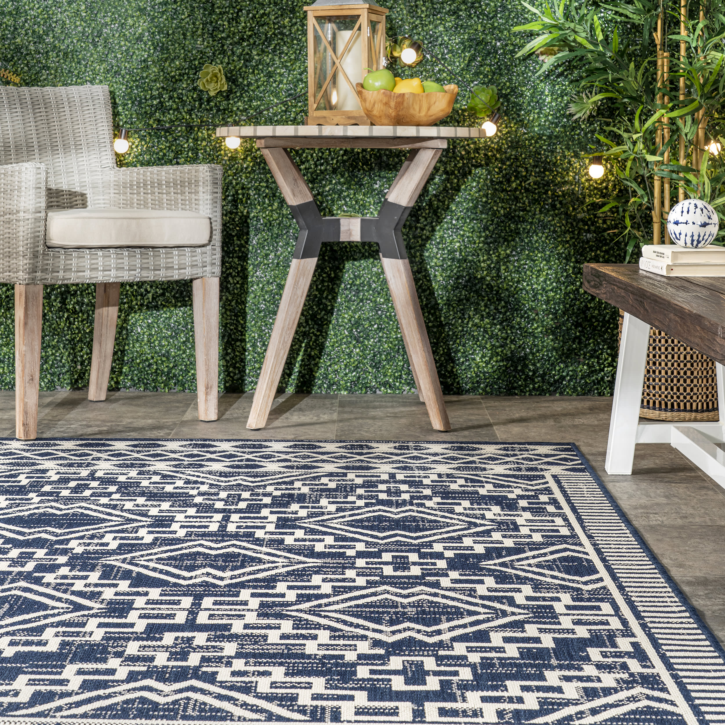 Blue Moroccan Diamond Rug for Indoor and Outdoor Use
