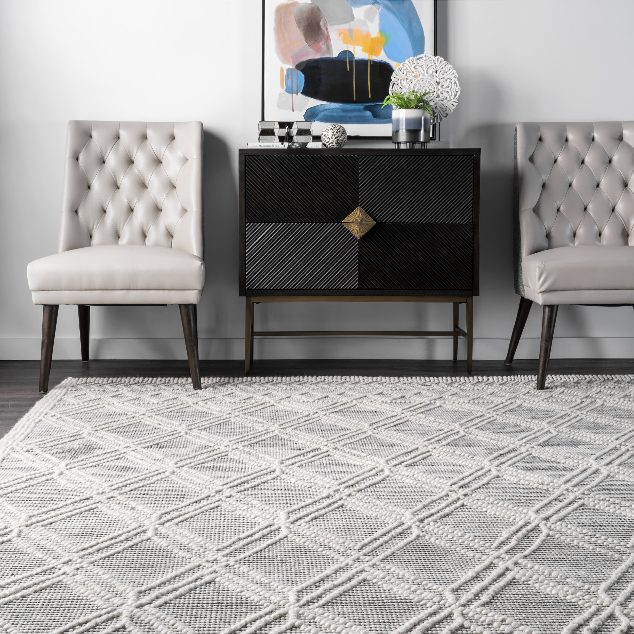Grey Argyle Trellis Rug
