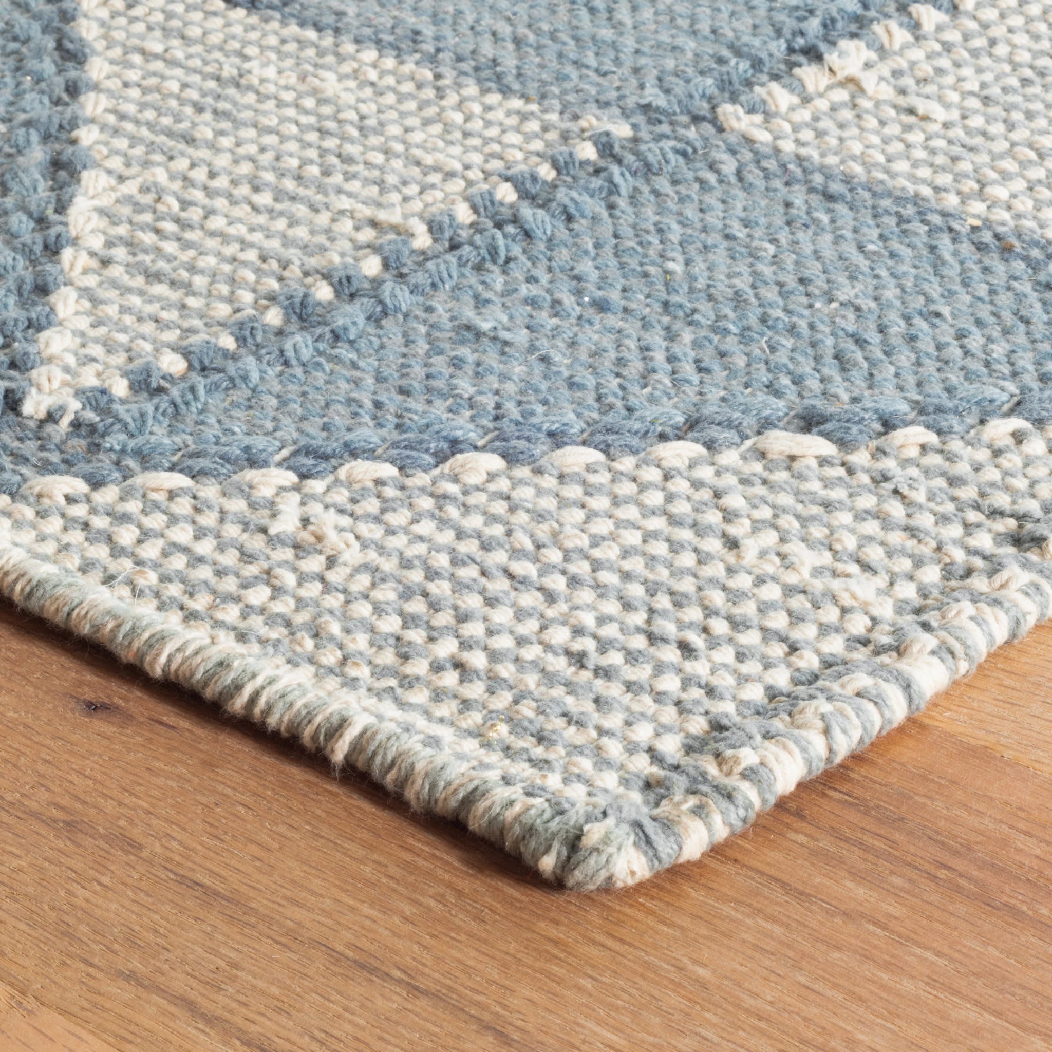 Blue Ojai Hand Loom Knotted Cotton Rug