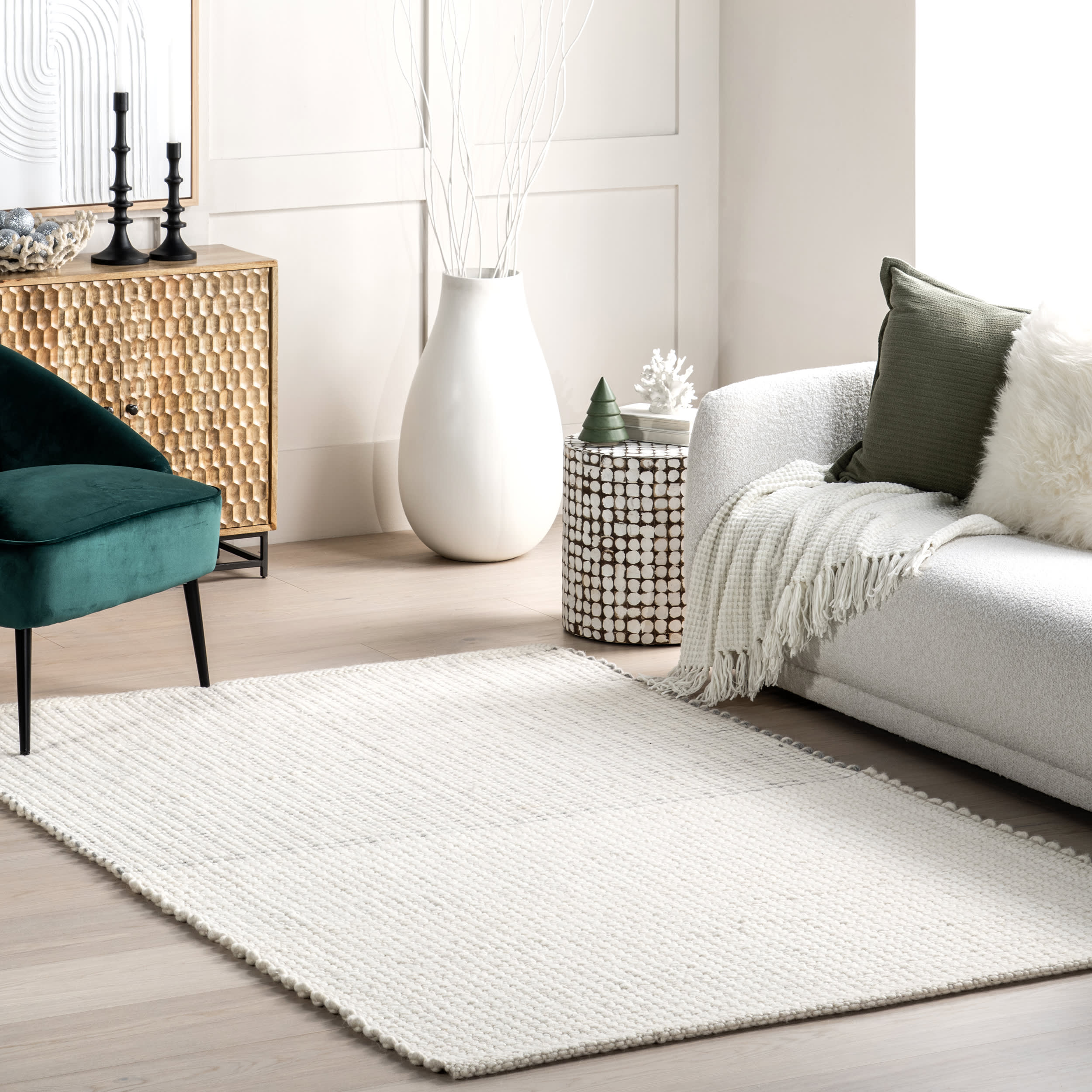 Ivory Chunky Wool Rug Handwoven by Zya